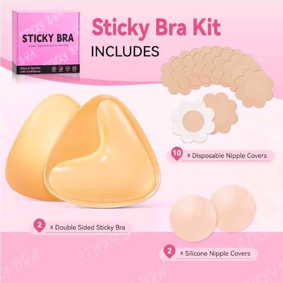 Ultra Push up Sticky Bra Pads, Size Medium in Beige - Picture 3 of 8